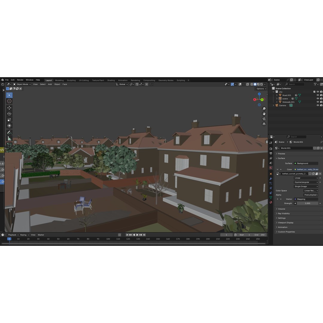 European Suburban Street 3D Model – Photorealistic Environment for Blender - View 31