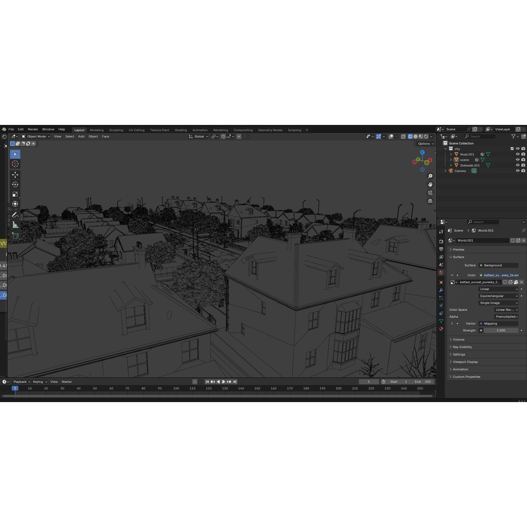 European Suburban Street 3D Model – Photorealistic Environment for Blender - View 32
