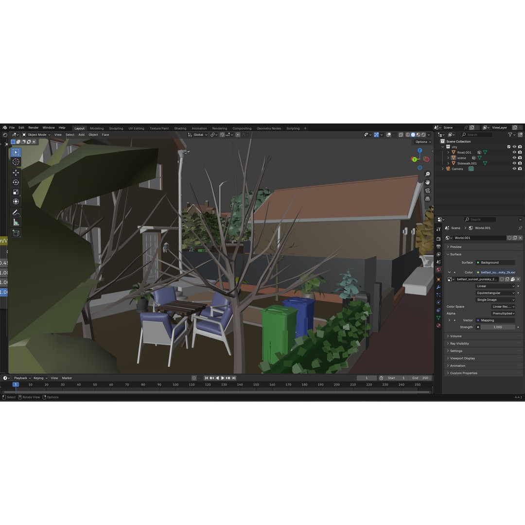 European Suburban Street 3D Model – Photorealistic Environment for Blender - View 33