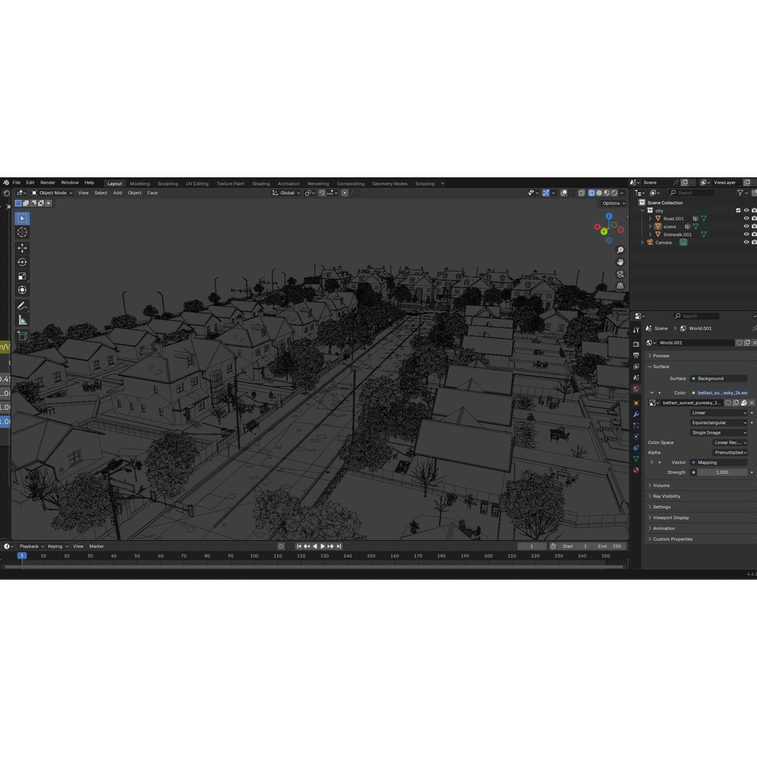European Suburban Street 3D Model – Photorealistic Environment for Blender - View 34