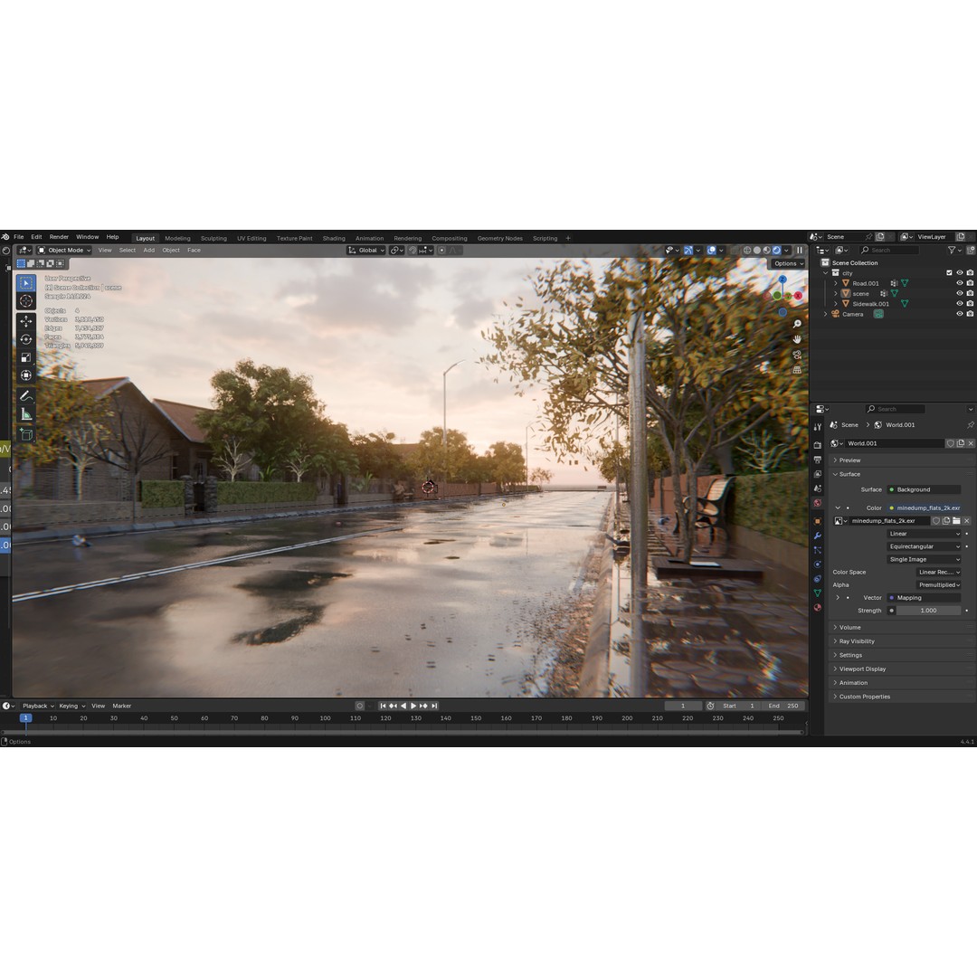 European Suburban Street 3D Model – Photorealistic Environment for Blender - View 6