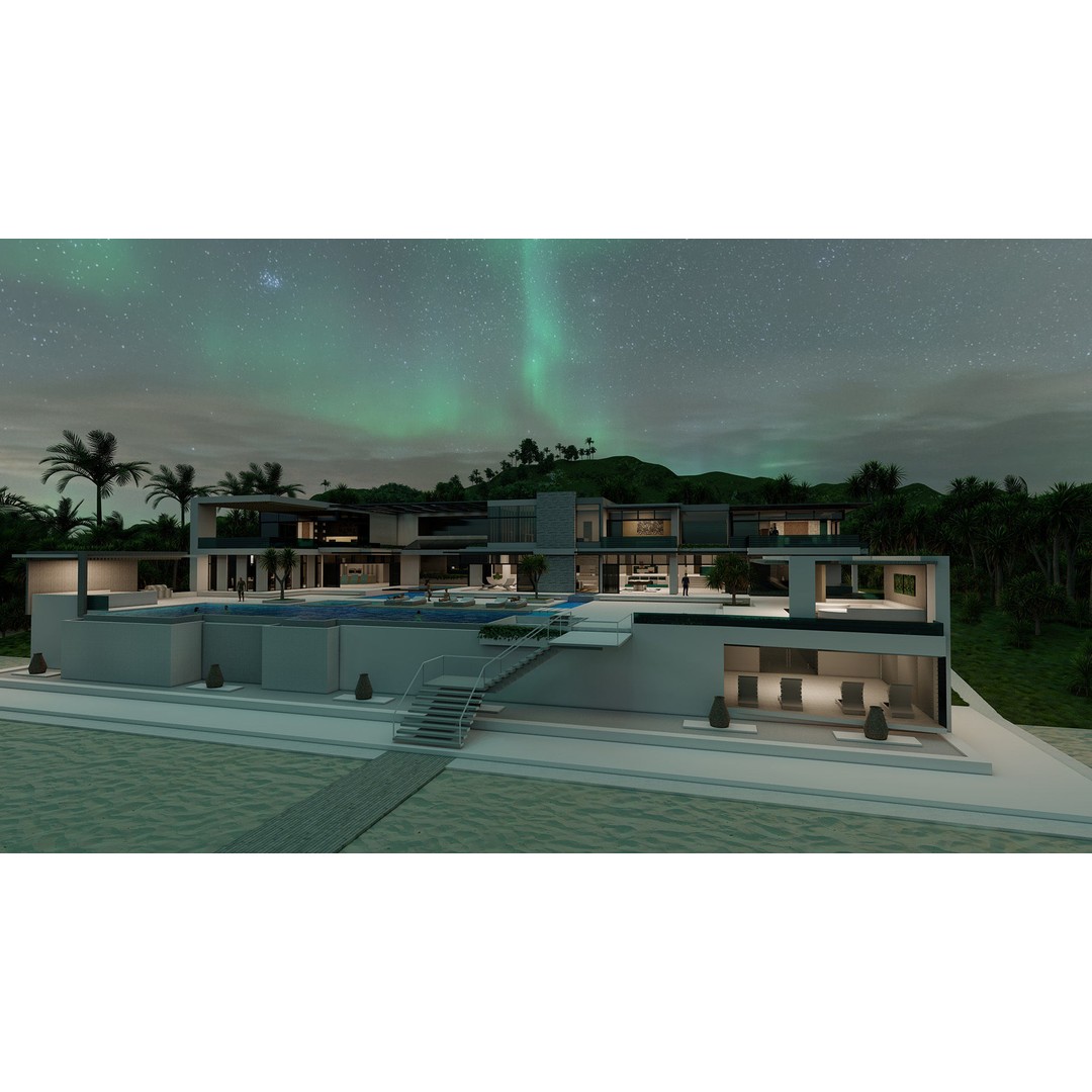 Modern Villa 3D Model – High-Quality Architectural Asset, FBX, OBJ, PBR