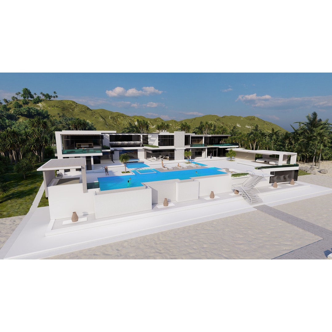 Modern Villa 3D Model – High-Quality Architectural Asset, FBX, OBJ, PBR - View 11