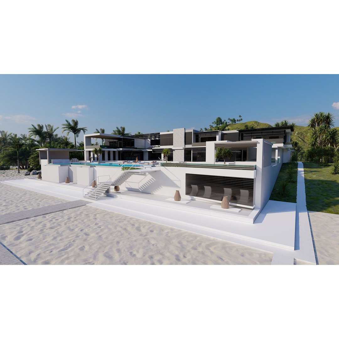 Modern Villa 3D Model – High-Quality Architectural Asset, FBX, OBJ, PBR - View 12