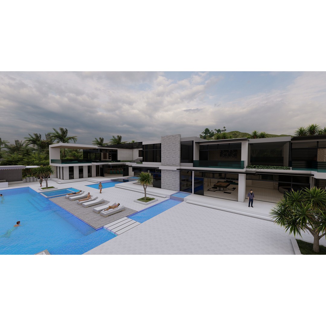 Modern Villa 3D Model – High-Quality Architectural Asset, FBX, OBJ, PBR - View 23
