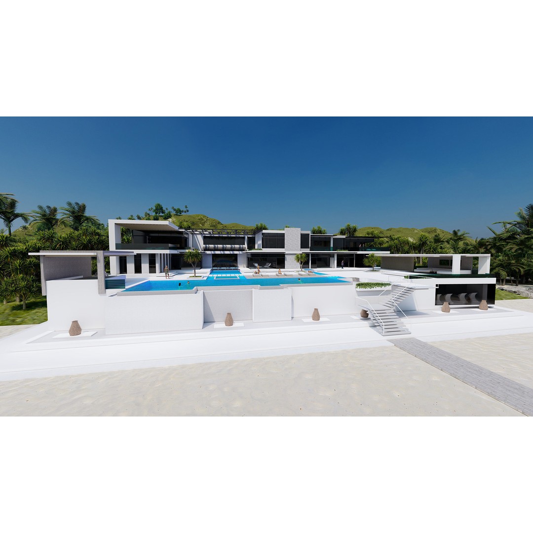 Modern Villa 3D Model – High-Quality Architectural Asset, FBX, OBJ, PBR - View 3