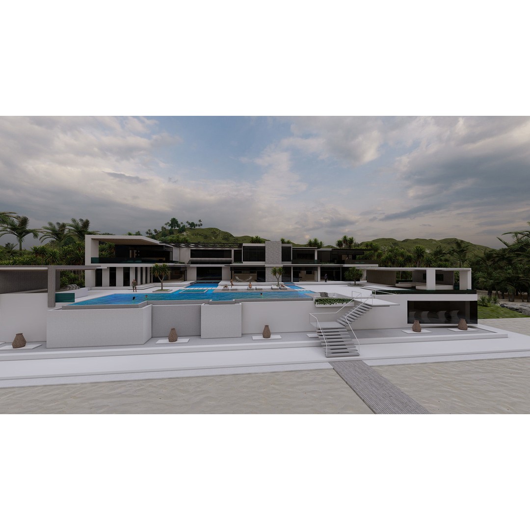 Modern Villa 3D Model – High-Quality Architectural Asset, FBX, OBJ, PBR - View 6