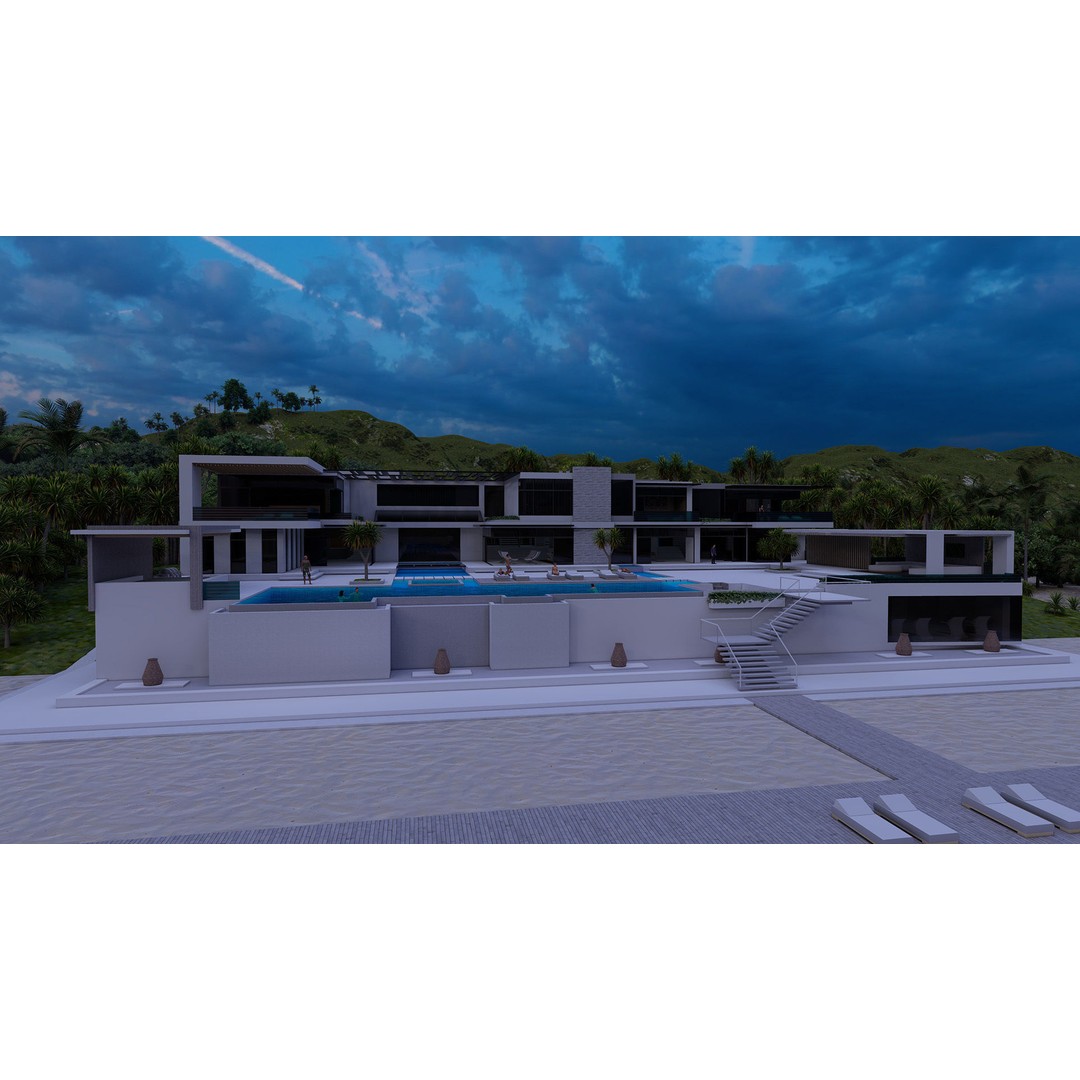 Modern Villa 3D Model – High-Quality Architectural Asset, FBX, OBJ, PBR - View 7
