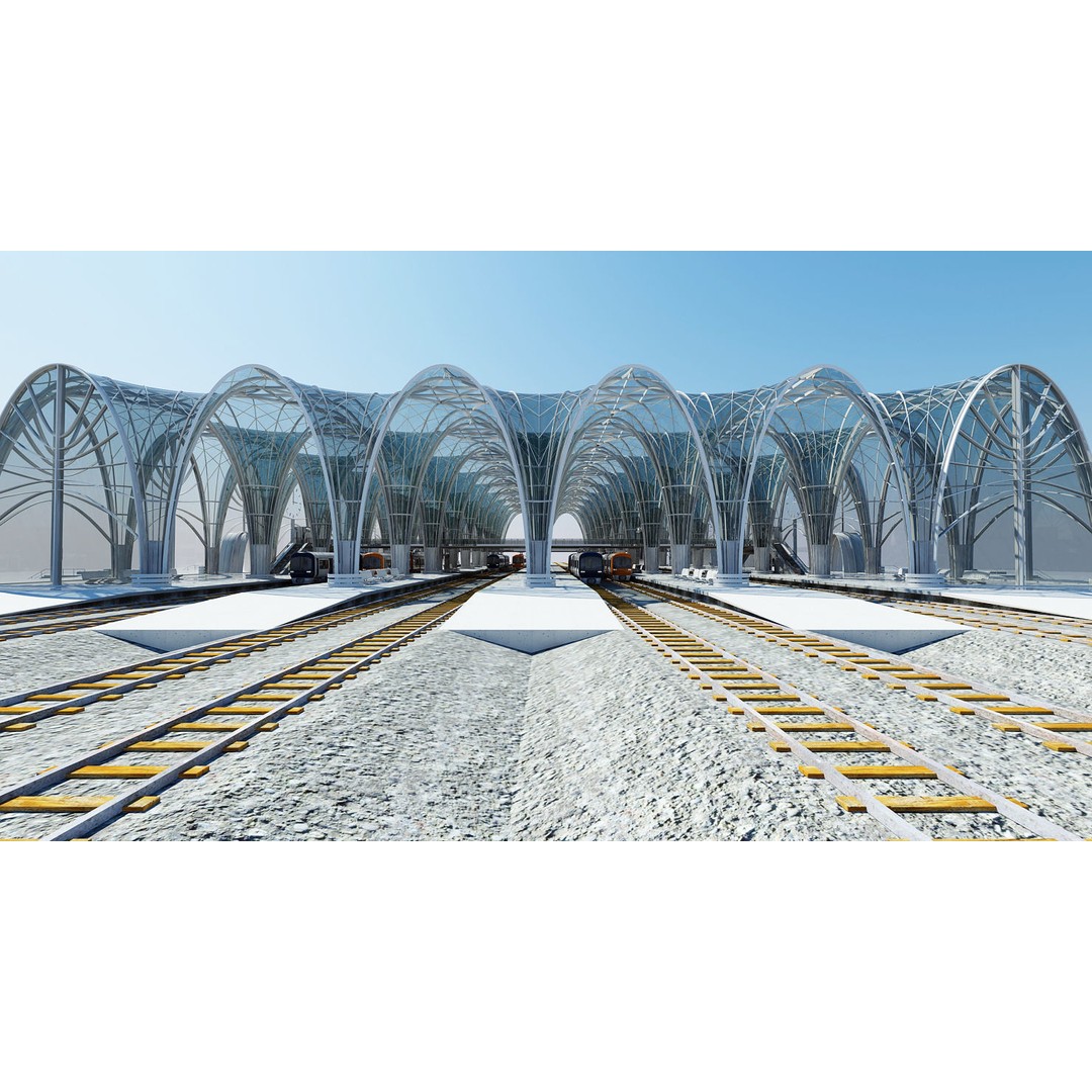 Modern Train Station Interior 3D Model – Futuristic Design, FBX - View 12