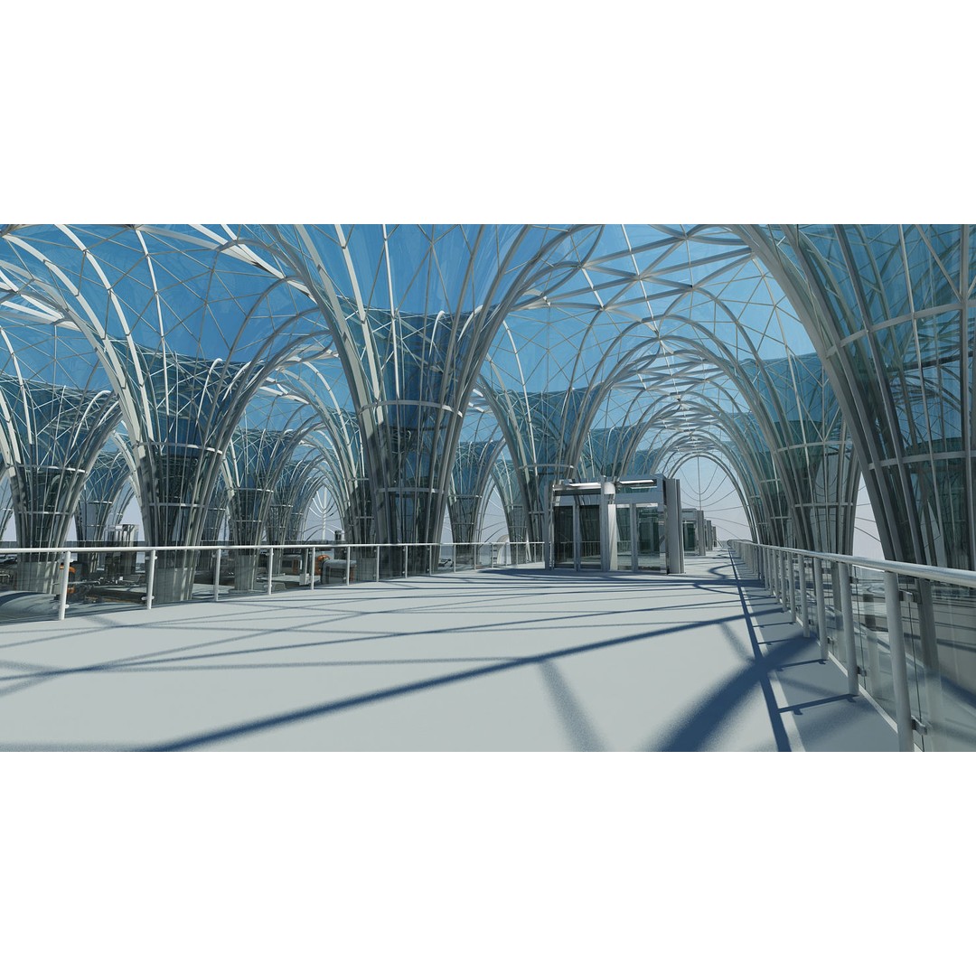 Modern Train Station Interior 3D Model – Futuristic Design, FBX - View 15