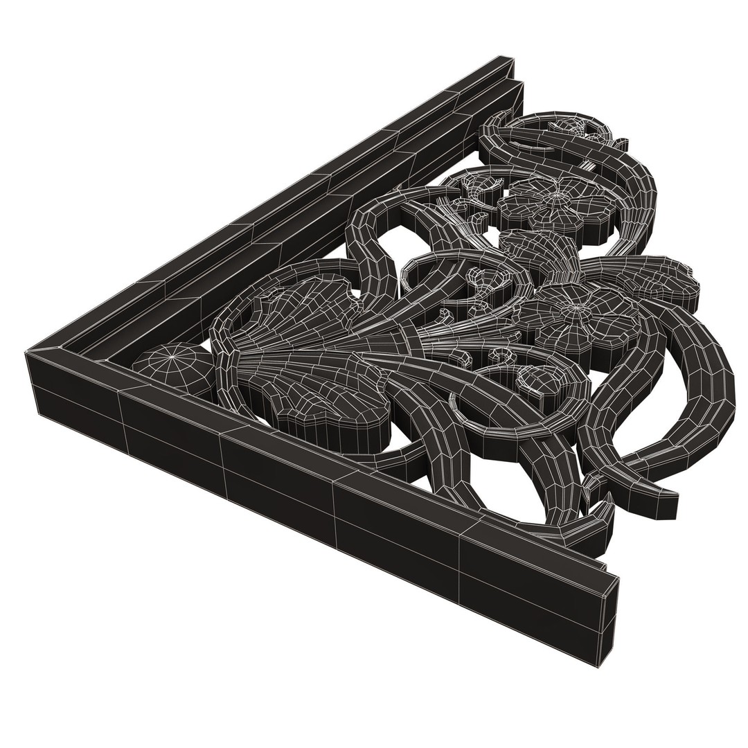 Stair Brackets 04 3D Model – Low Poly Architectural Decoration, FBX, OBJ