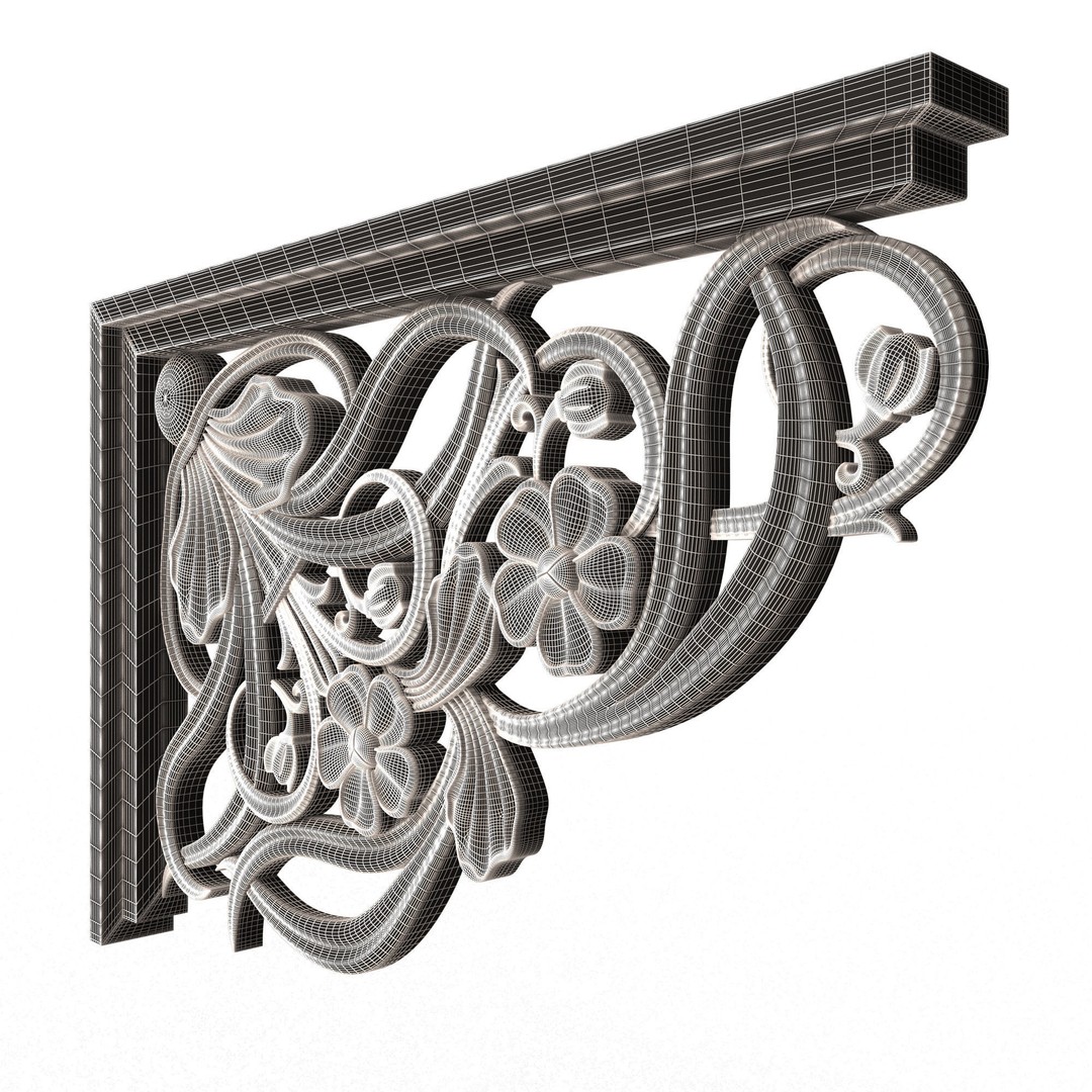 Stair Brackets 04 3D Model – Low Poly Architectural Decoration, FBX, OBJ - View 10
