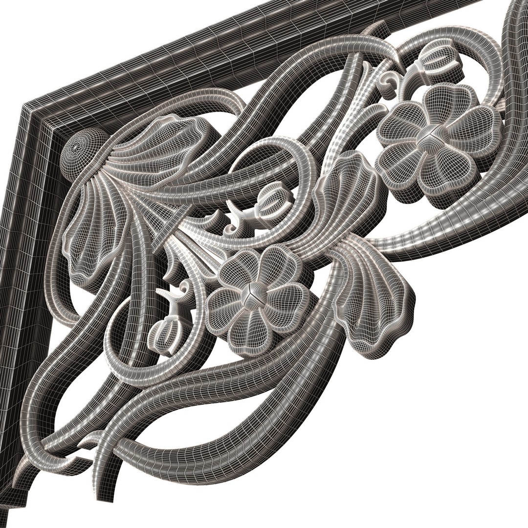 Stair Brackets 04 3D Model – Low Poly Architectural Decoration, FBX, OBJ - View 12