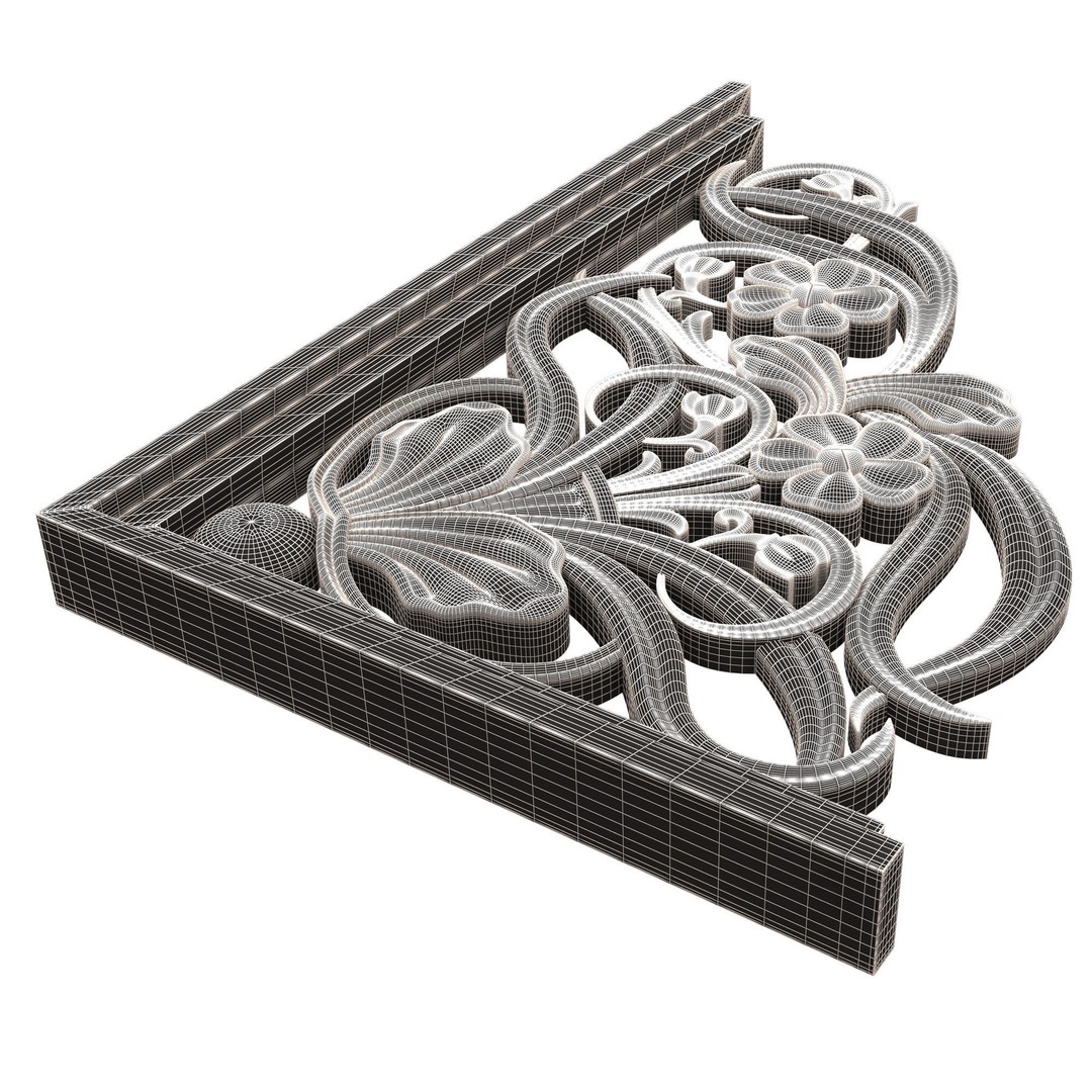 Stair Brackets 04 3D Model – Low Poly Architectural Decoration, FBX, OBJ - View 13