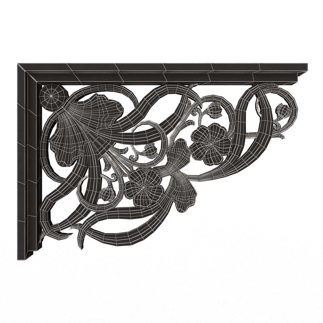 Stair Brackets 04 3D Model – Low Poly Architectural Decoration, FBX, OBJ - View 14