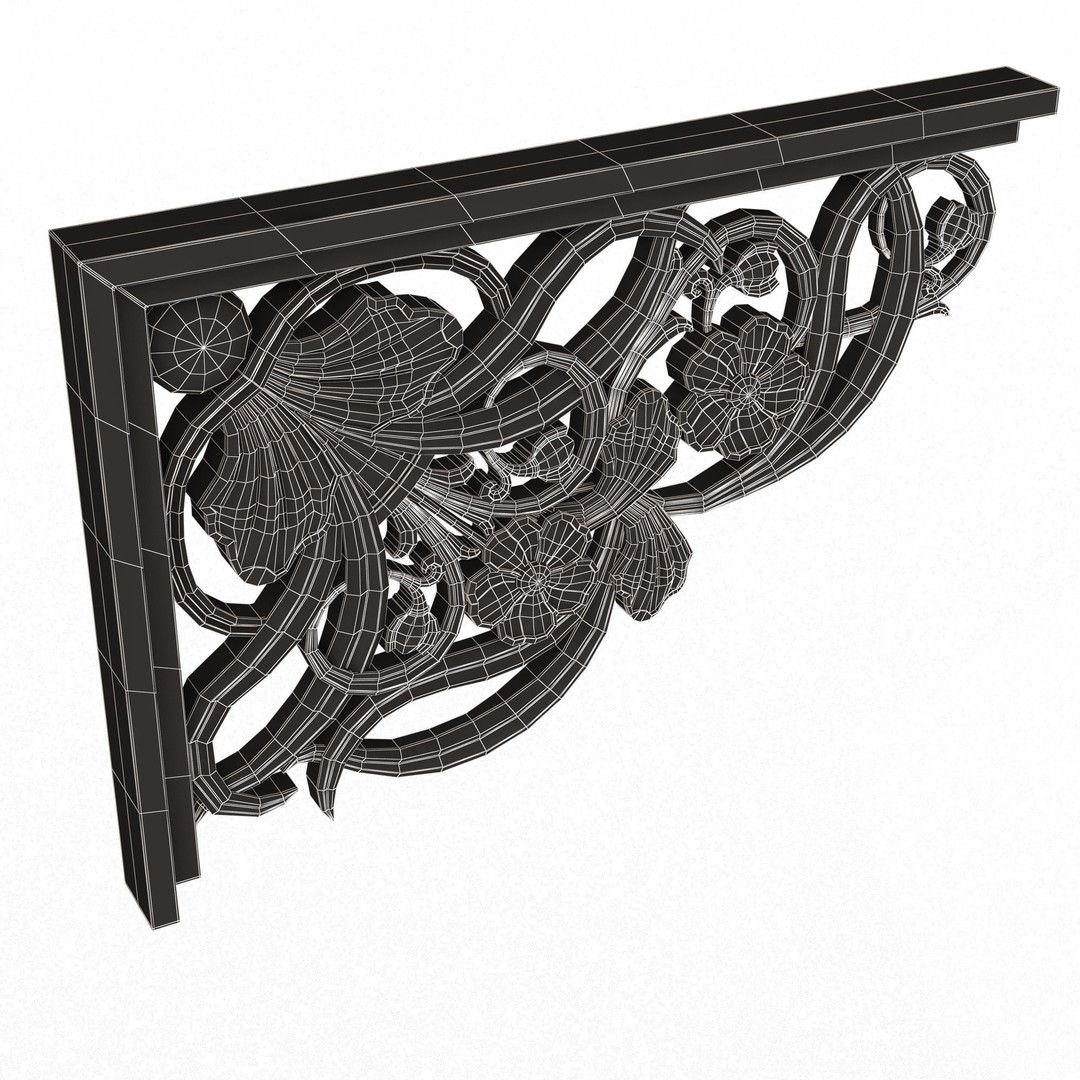Stair Brackets 04 3D Model – Low Poly Architectural Decoration, FBX, OBJ - View 15