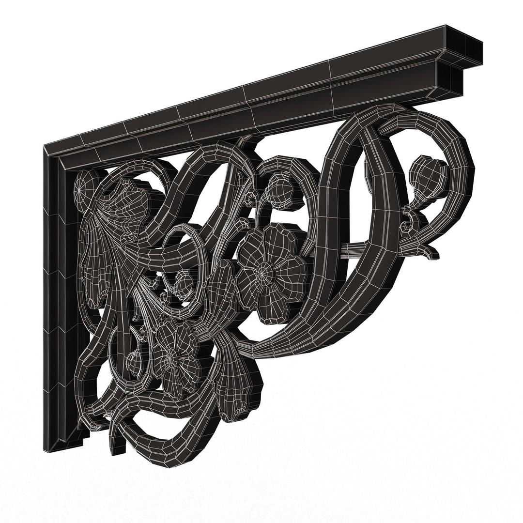 Stair Brackets 04 3D Model – Low Poly Architectural Decoration, FBX, OBJ - View 16