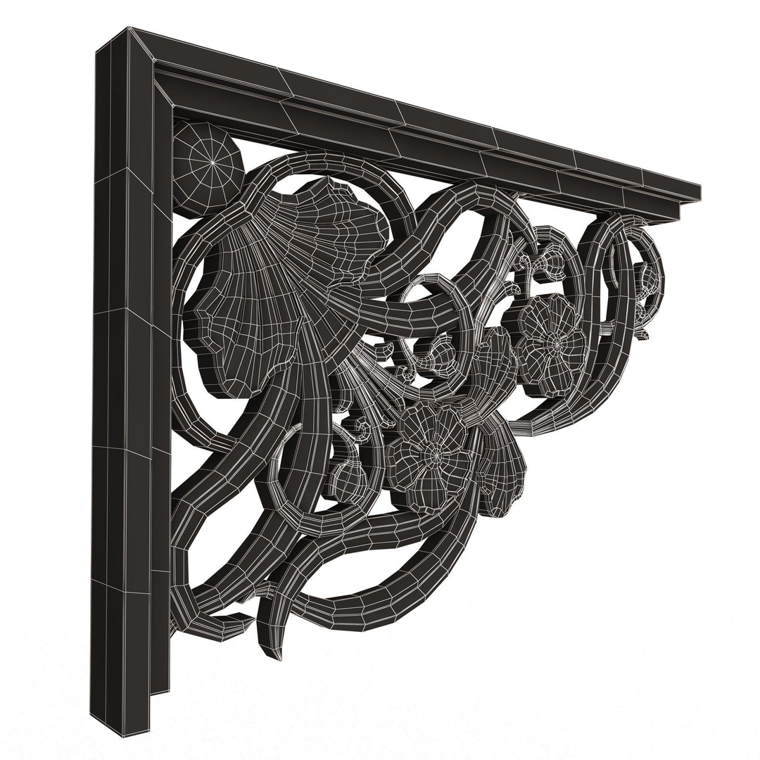 Stair Brackets 04 3D Model – Low Poly Architectural Decoration, FBX, OBJ - View 17