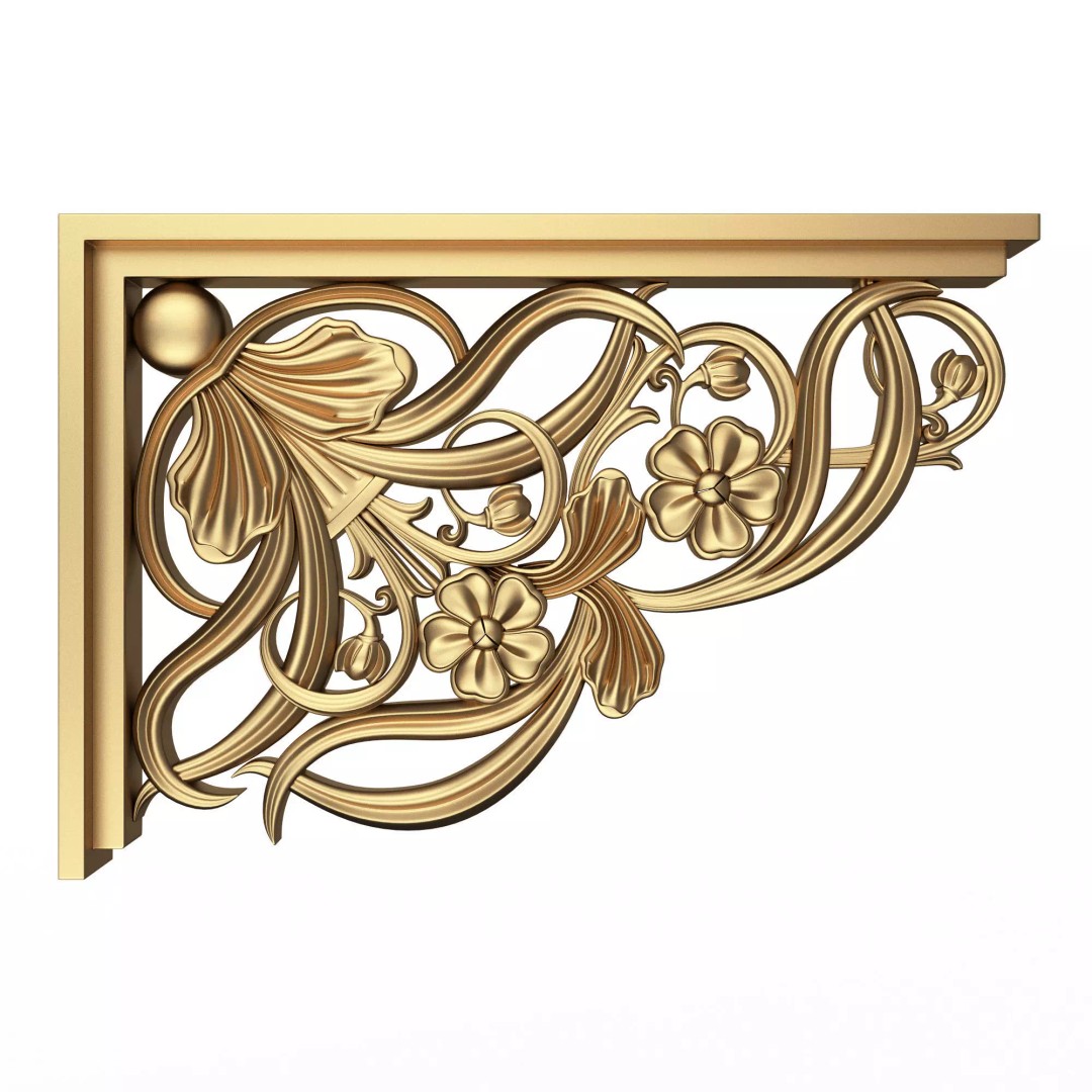 Stair Brackets 04 3D Model – Low Poly Architectural Decoration, FBX, OBJ - View 2