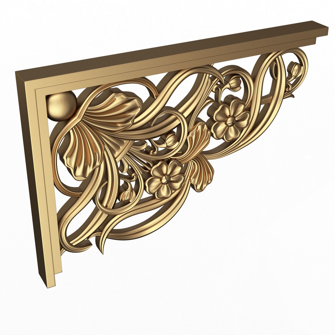 Stair Brackets 04 3D Model – Low Poly Architectural Decoration, FBX, OBJ - View 3