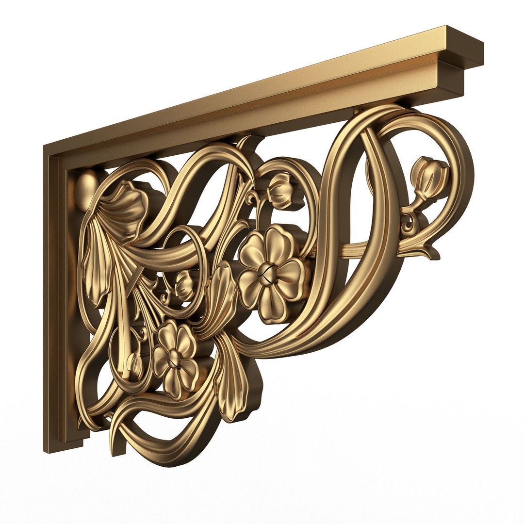 Stair Brackets 04 3D Model – Low Poly Architectural Decoration, FBX, OBJ - View 4