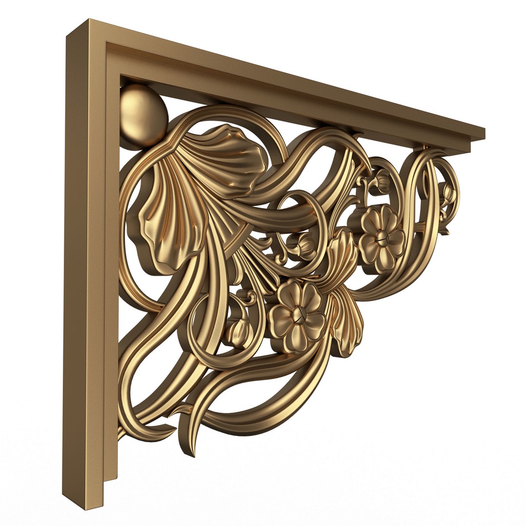 Stair Brackets 04 3D Model – Low Poly Architectural Decoration, FBX, OBJ - View 5