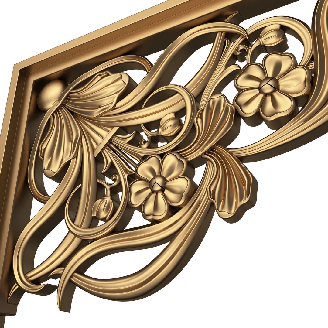 Stair Brackets 04 3D Model – Low Poly Architectural Decoration, FBX, OBJ - View 6