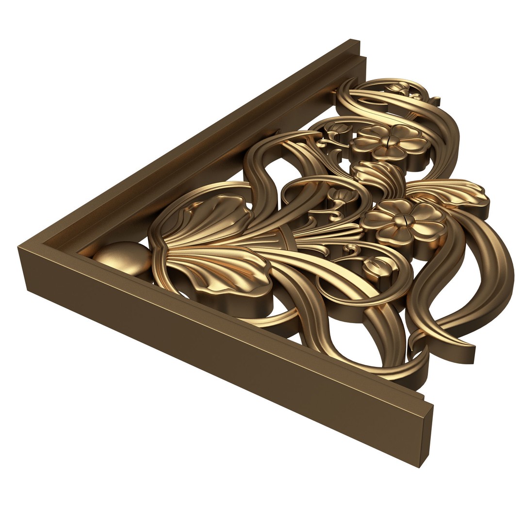 Stair Brackets 04 3D Model – Low Poly Architectural Decoration, FBX, OBJ - View 7