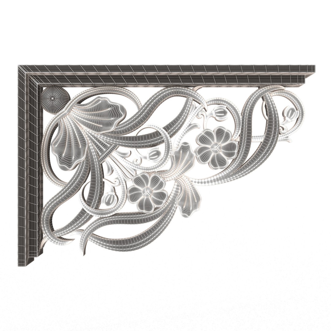 Stair Brackets 04 3D Model – Low Poly Architectural Decoration, FBX, OBJ - View 8