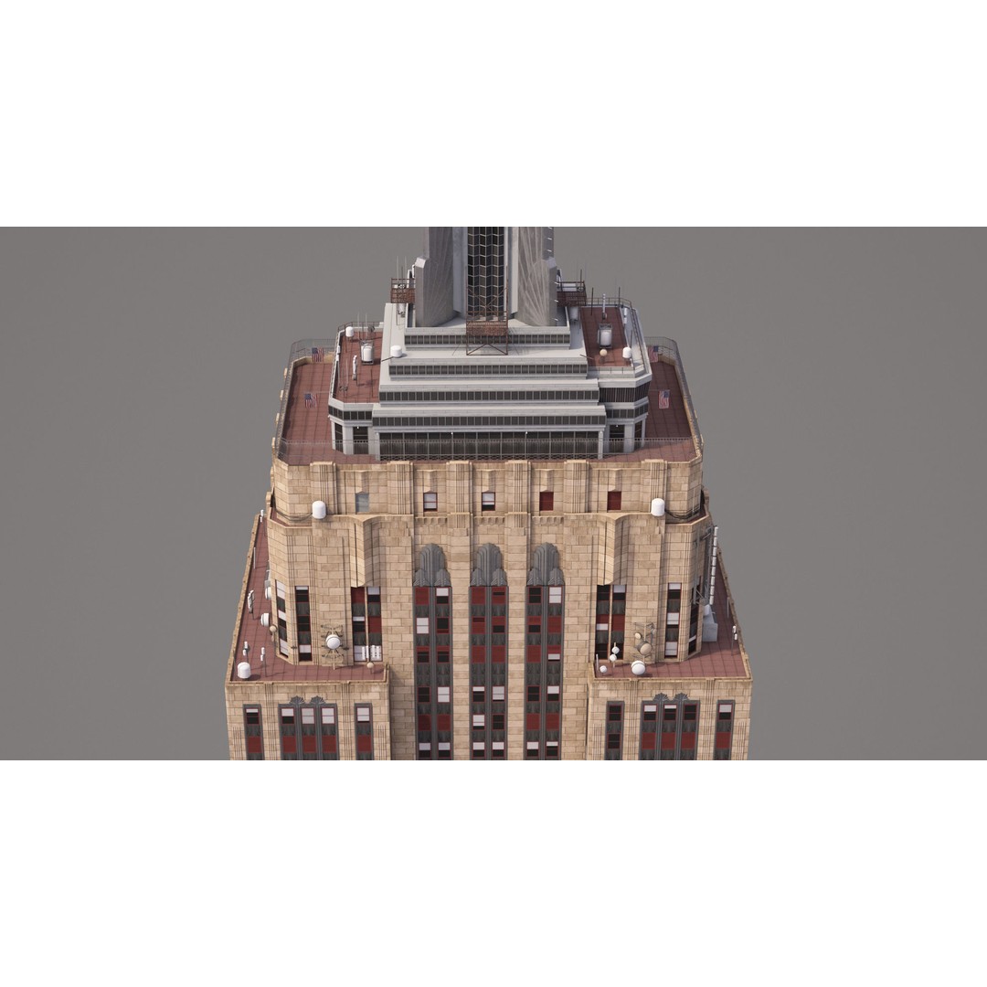 Empire State Building 3D Model – Low Poly Landmark Asset, FBX, OBJ - View 12