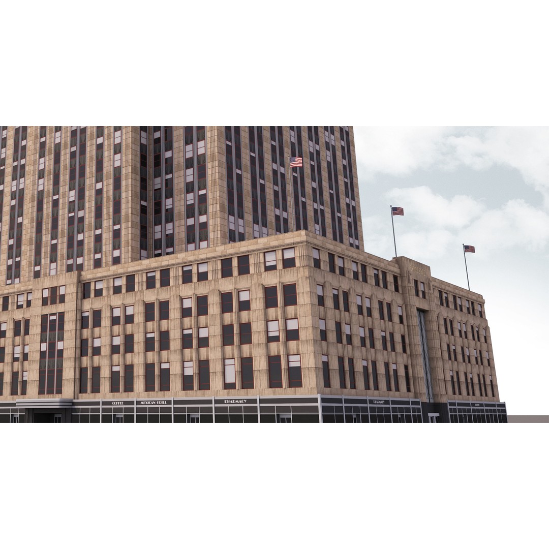 Empire State Building 3D Model – Low Poly Landmark Asset, FBX, OBJ - View 15
