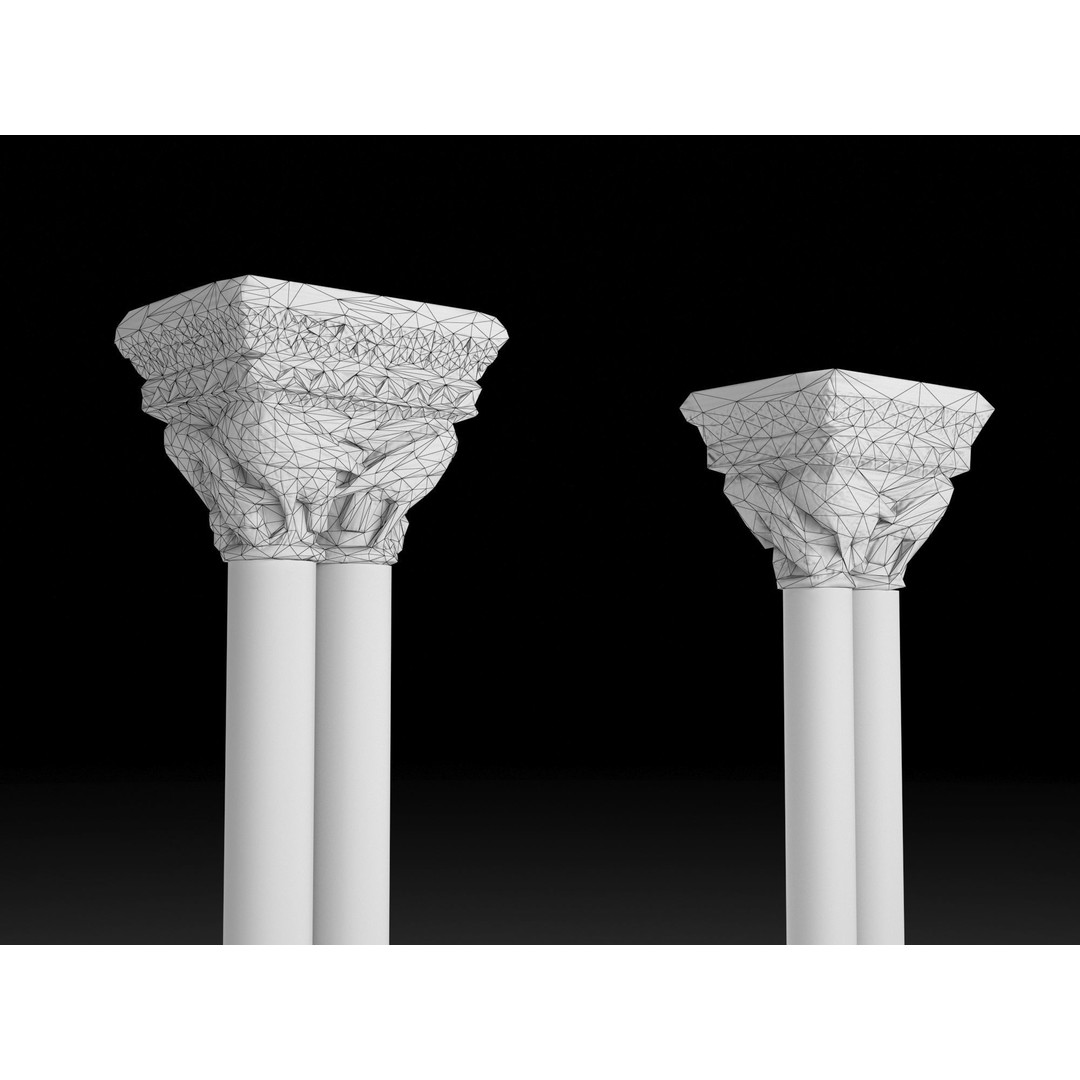 Capital 3D Model – Low Poly Architectural Element, FBX, PBR - View 11
