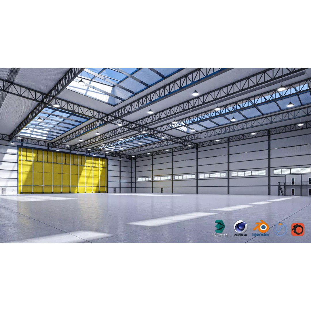 Warehouse 3D Model – High-Quality Hangar with Textures and Animation - View 2