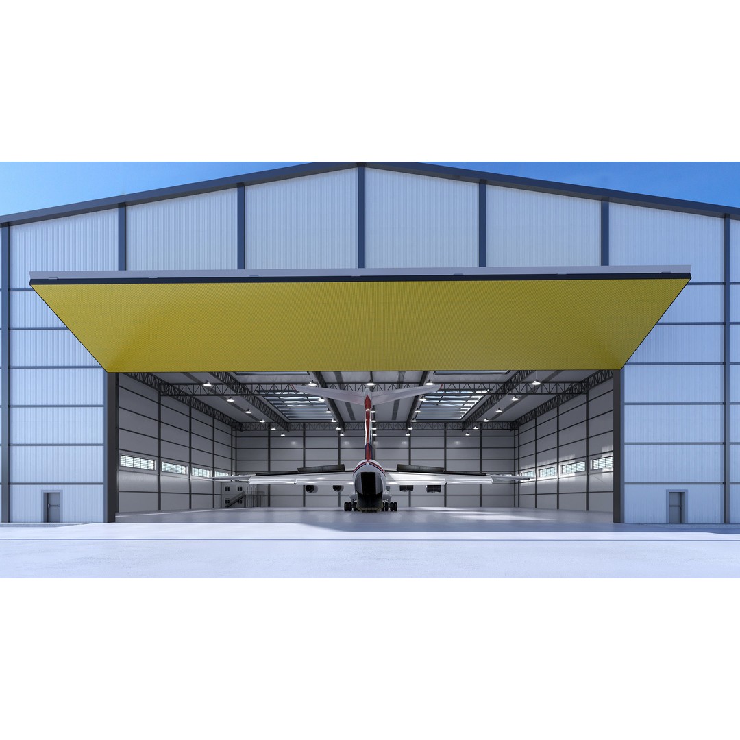 Warehouse 3D Model – High-Quality Hangar with Textures and Animation - View 3