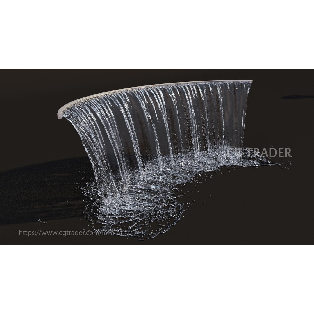 Waterfall Fountains 3D Model – High Detail Outdoor Features, FBX, OBJ - View 10