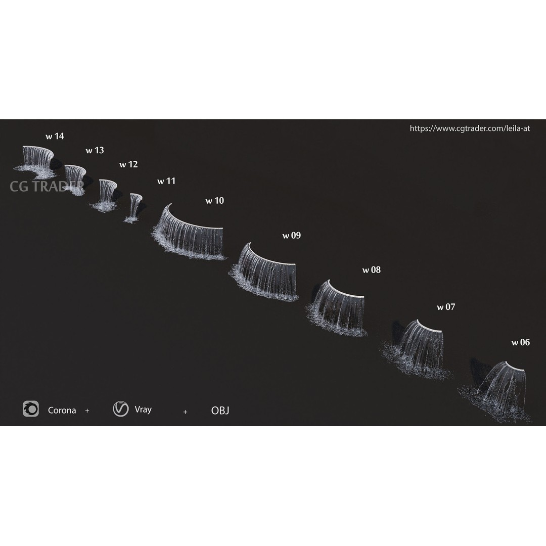 Waterfall Fountains 3D Model – High Detail Outdoor Features, FBX, OBJ - View 11