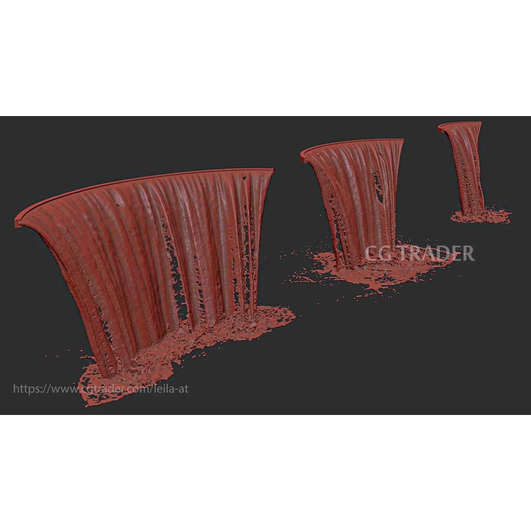 Waterfall Fountains 3D Model – High Detail Outdoor Features, FBX, OBJ - View 4
