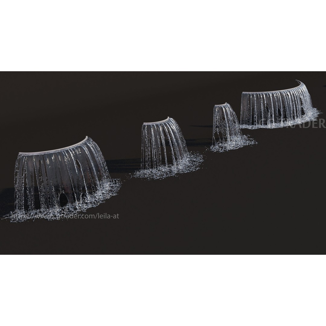 Waterfall Fountains 3D Model – High Detail Outdoor Features, FBX, OBJ - View 7