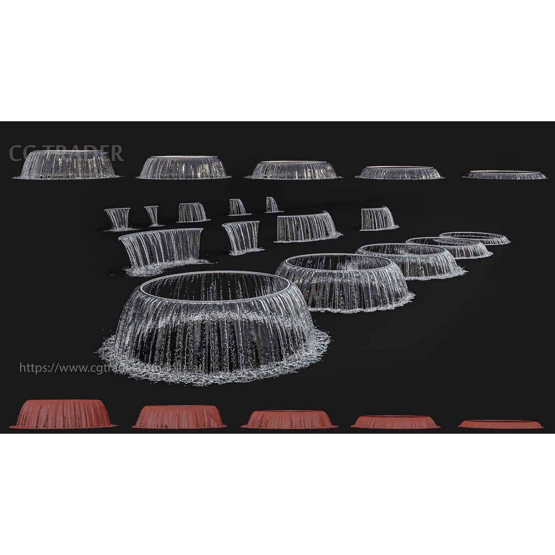 Waterfall Fountains 3D Model – High Detail Outdoor Features, FBX, OBJ - View 9