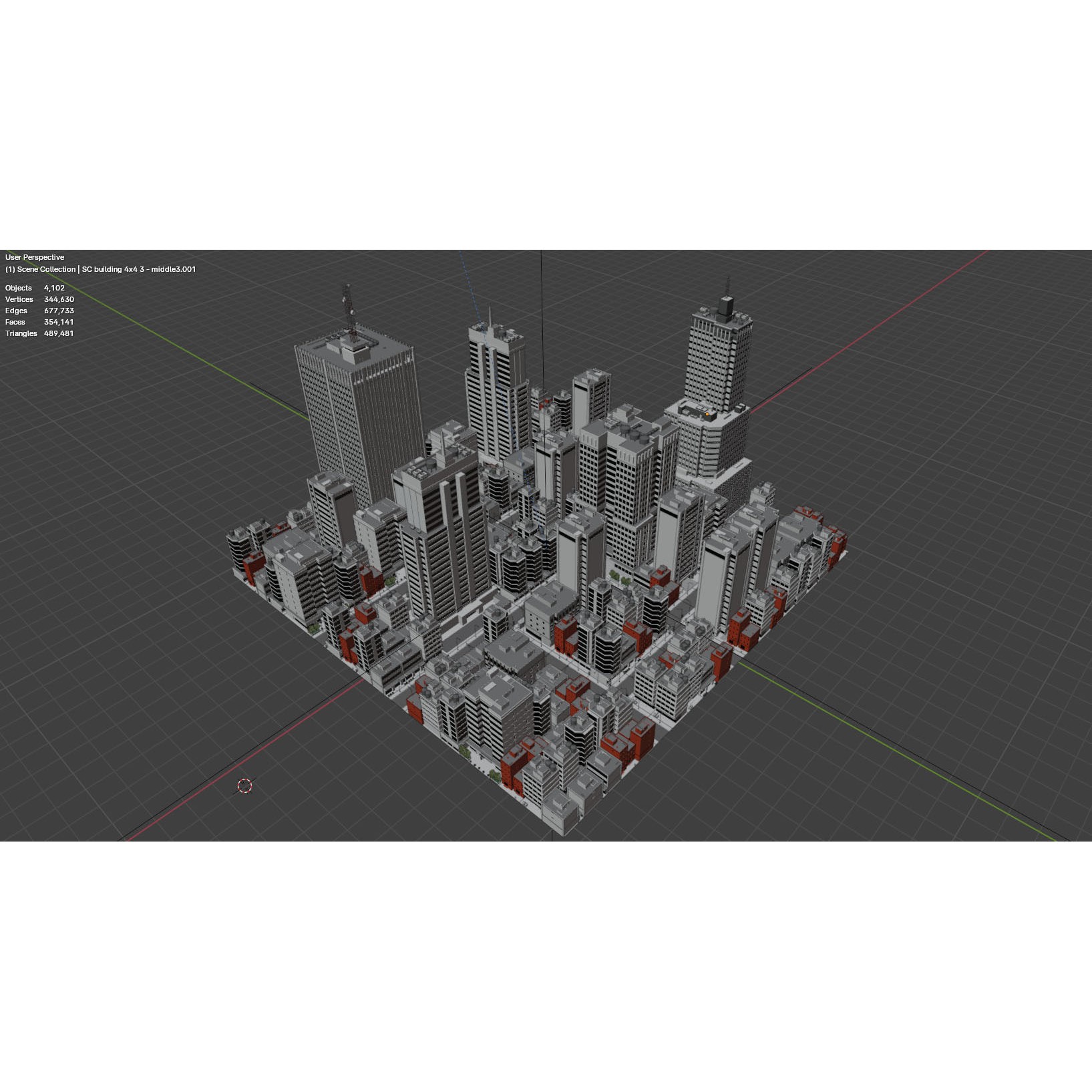 City Downtown Skyscraper - Low-Poly Game-Ready 3D Model - View 11