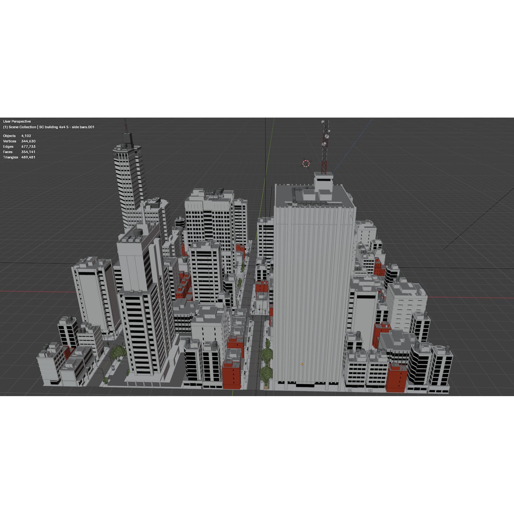 City Downtown Skyscraper - Low-Poly Game-Ready 3D Model - View 13