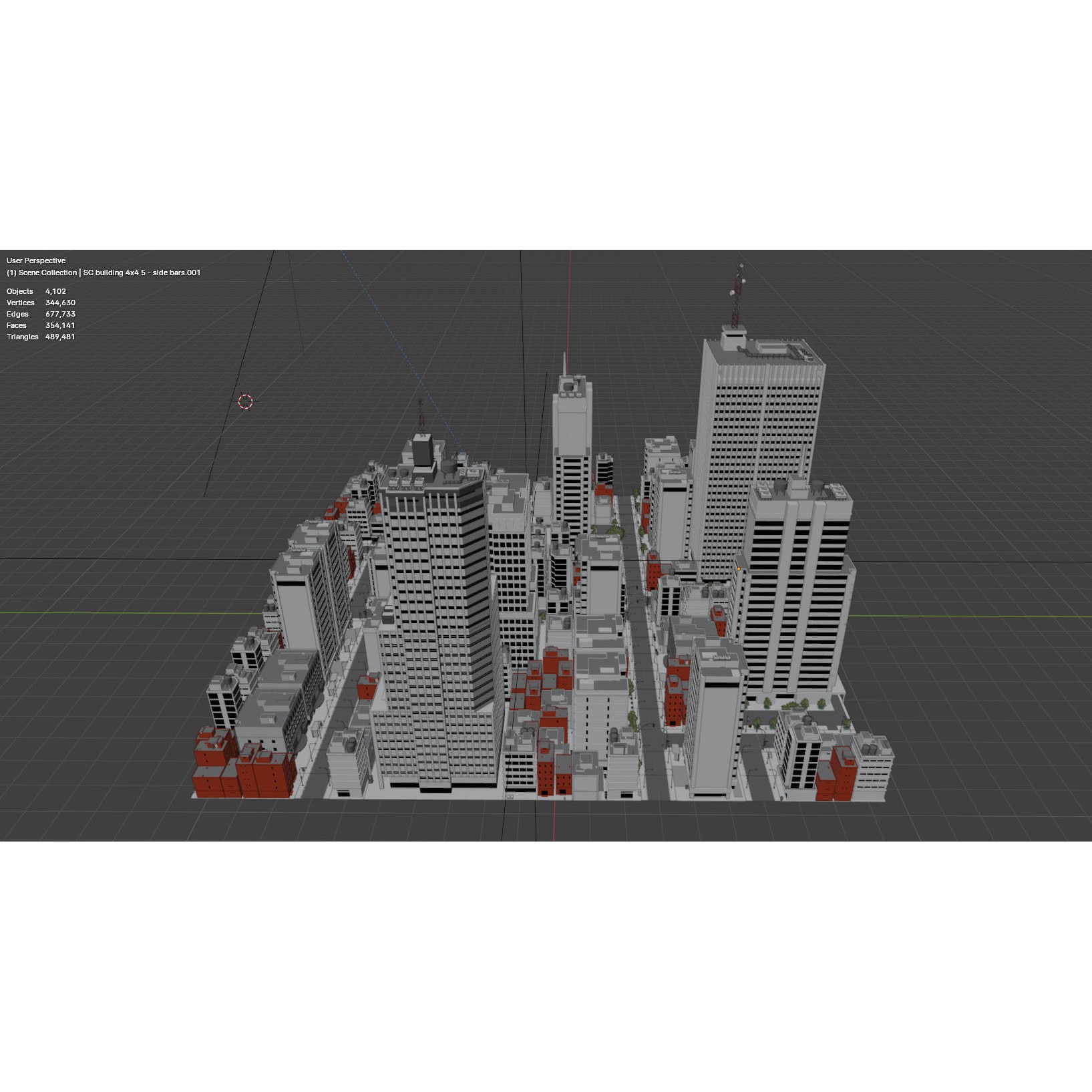 City Downtown Skyscraper - Low-Poly Game-Ready 3D Model - View 14