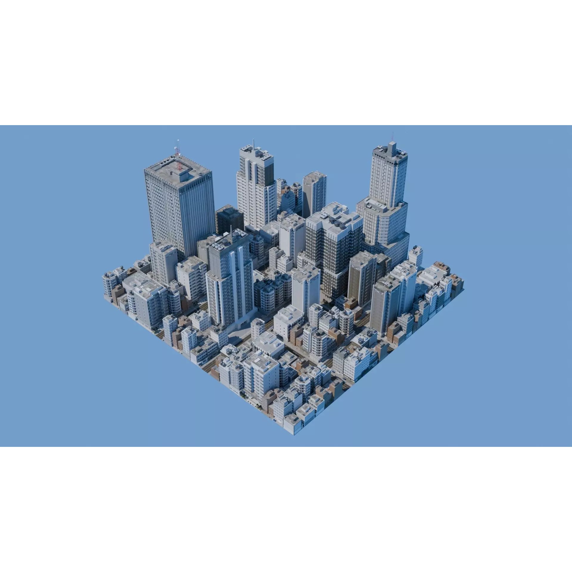 City Downtown Skyscraper - Low-Poly Game-Ready 3D Model - View 2