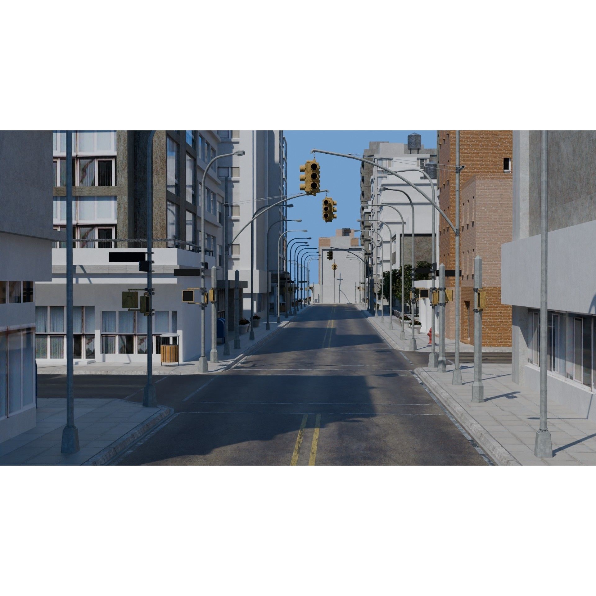 City Downtown Skyscraper - Low-Poly Game-Ready 3D Model - View 3