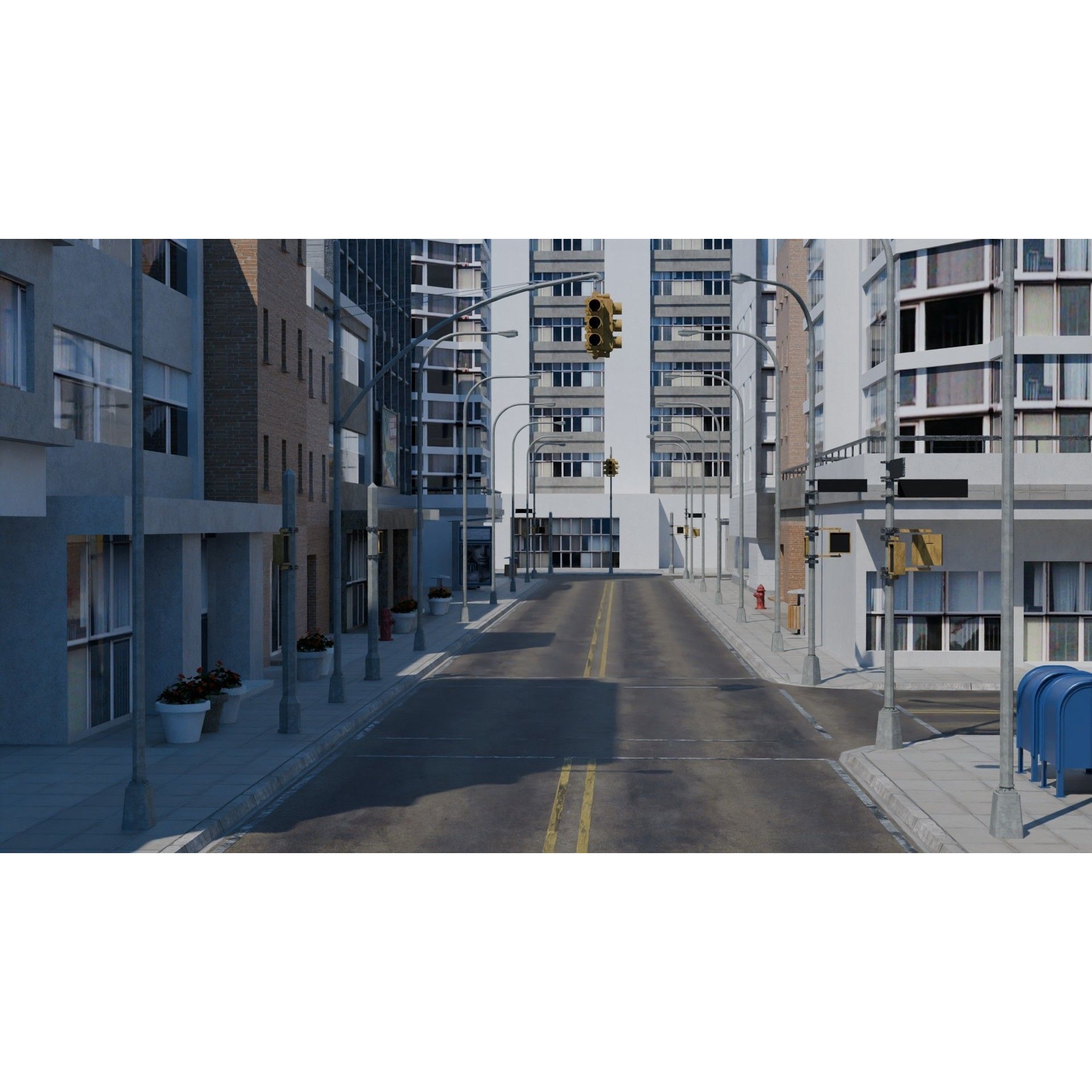 City Downtown Skyscraper - Low-Poly Game-Ready 3D Model - View 4