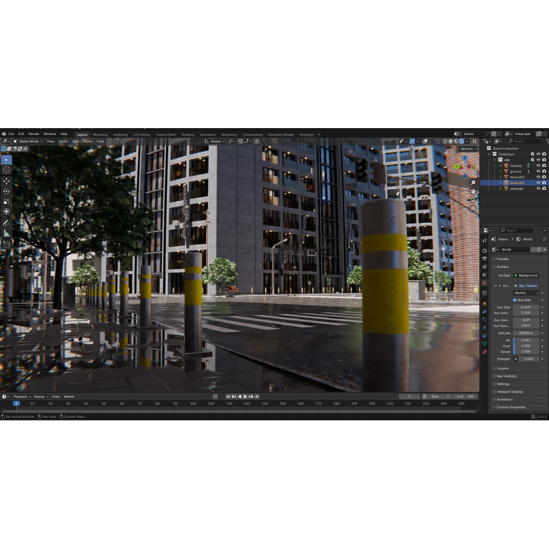 Modern City Street 3D Model – Realistic Urban Environment, Blender