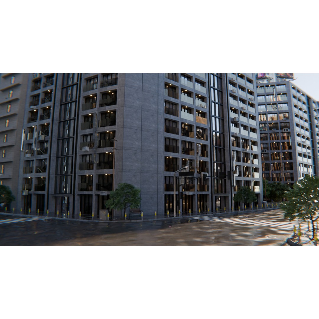Modern City Street 3D Model – Realistic Urban Environment, Blender - View 11