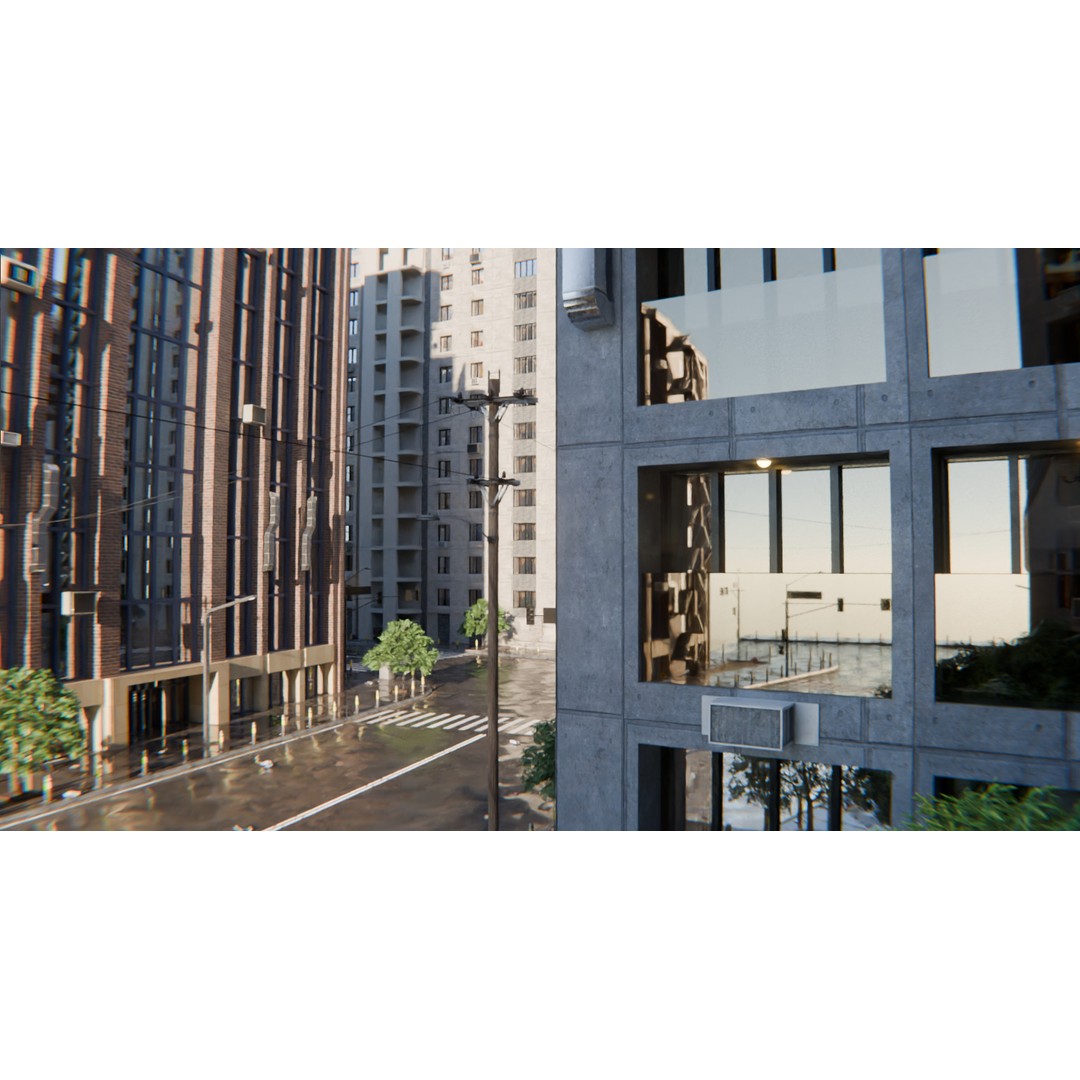 Modern City Street 3D Model – Realistic Urban Environment, Blender - View 12