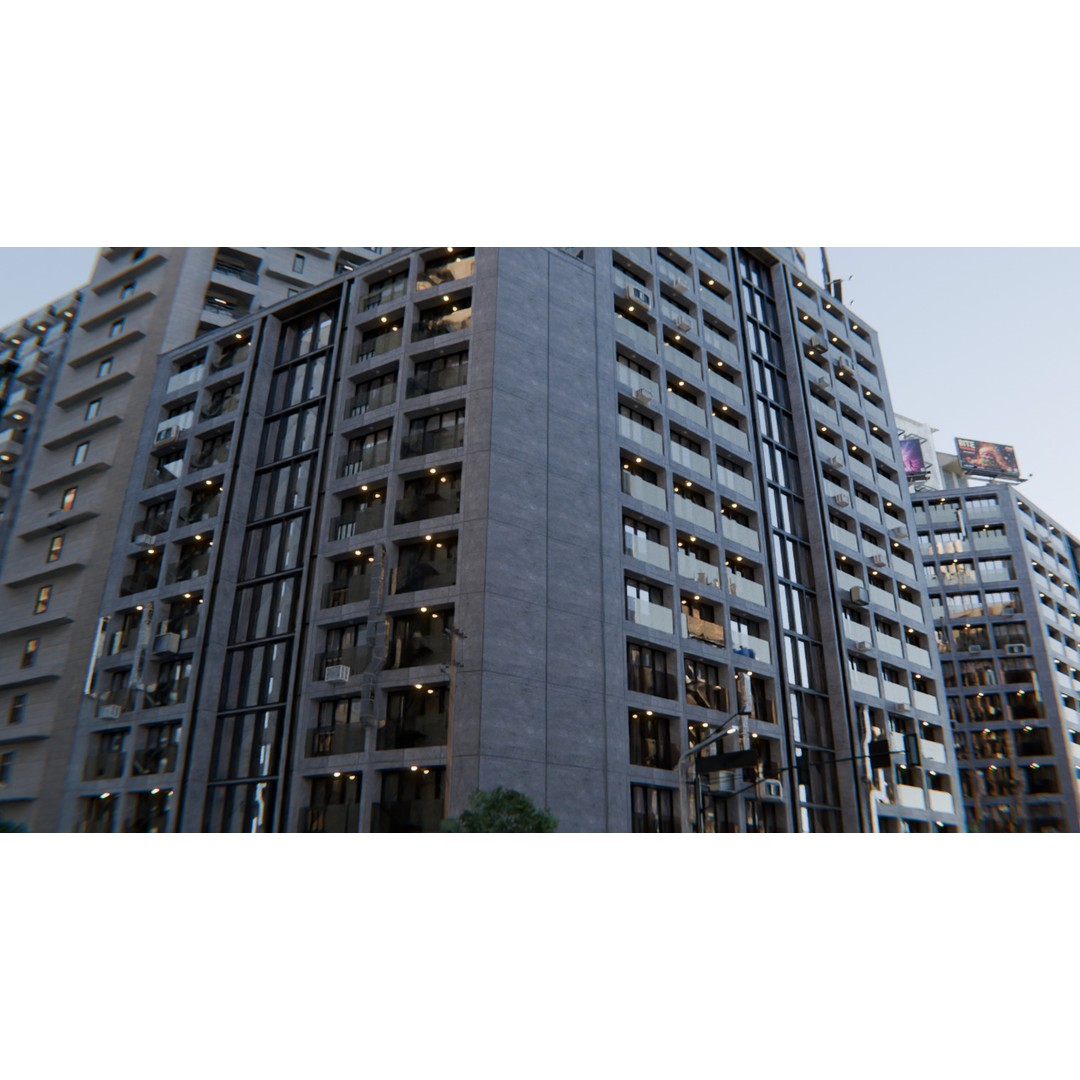 Modern City Street 3D Model – Realistic Urban Environment, Blender - View 13