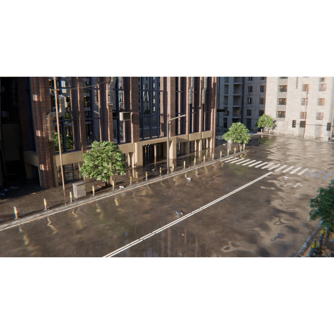 Modern City Street 3D Model – Realistic Urban Environment, Blender - View 15